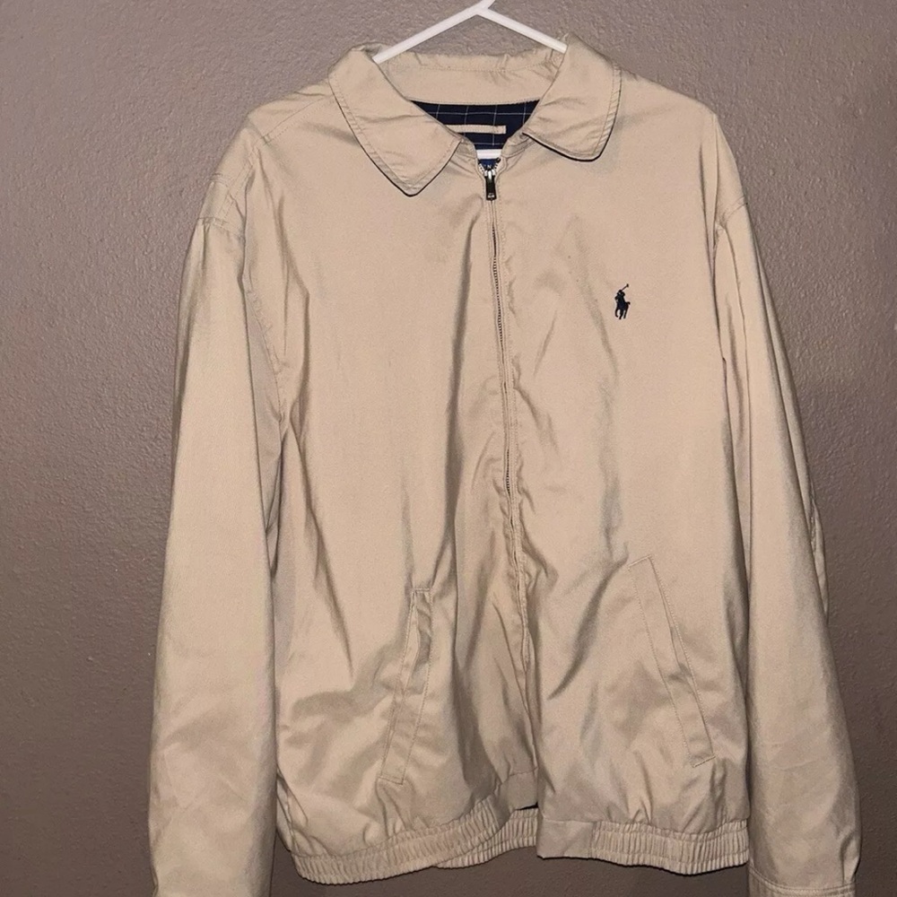 Vintage Polo Ralph Lauren Harrington Jacket Men's XL Beige Full Zip Bomber